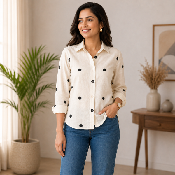 Trending White Shirt with black Circle
