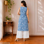 Trending Blue Cut Sleeves Kurti