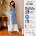 Trending Blue Cut Sleeves Kurti