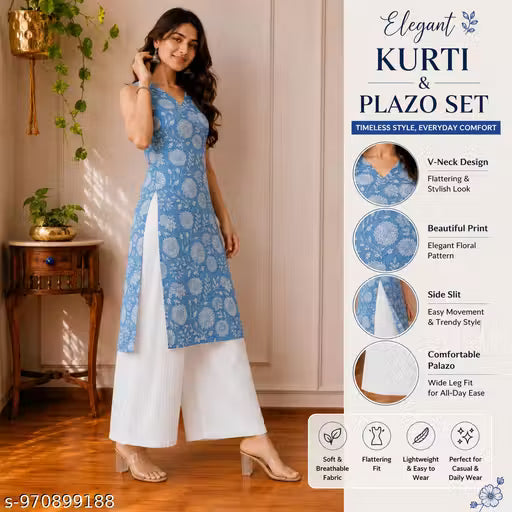 Trending Blue Cut Sleeves Kurti